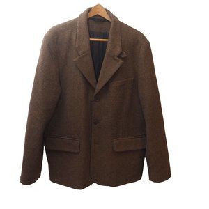 LL Bean Primaloft 100% Shetland Wool Brown Herringbone Tweed Sport Coat 44